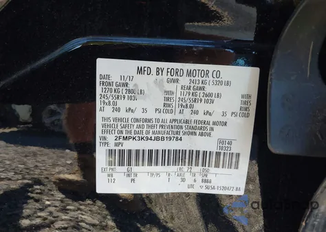 2018 Ford Edge Titanium из США, поврежденный, VIN 2FMPK3K94JBB19784